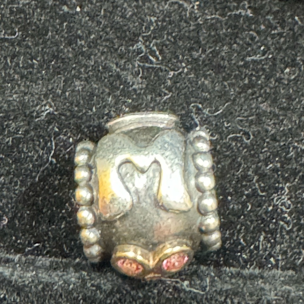 Authentic Pandora Two tone 14k Silver MOM charm